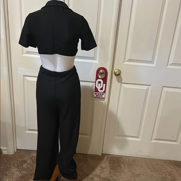 ASOS Black Jumpsuit with Wide-Leg Pants and V-Neck. Button front. Open back. 8 - Picture 5 of 12